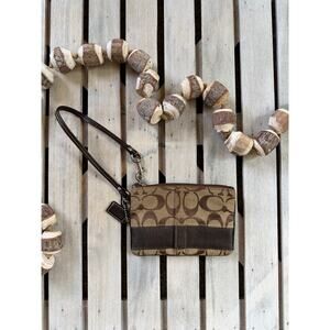 Vintage Y2K Coach Signature Brown Wristlet
